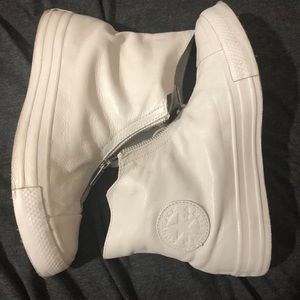 White leather zip up limited edition converse